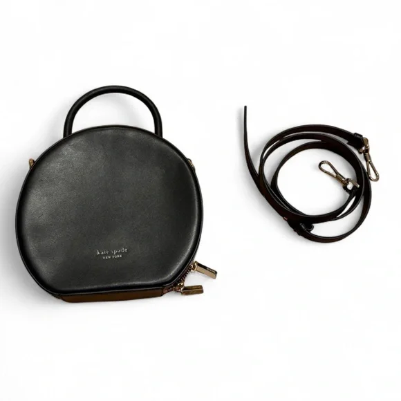 Kate Spade - Like New - Andi Black Leather Canteen Handbag w crossbody strap - Picture 3 of 10